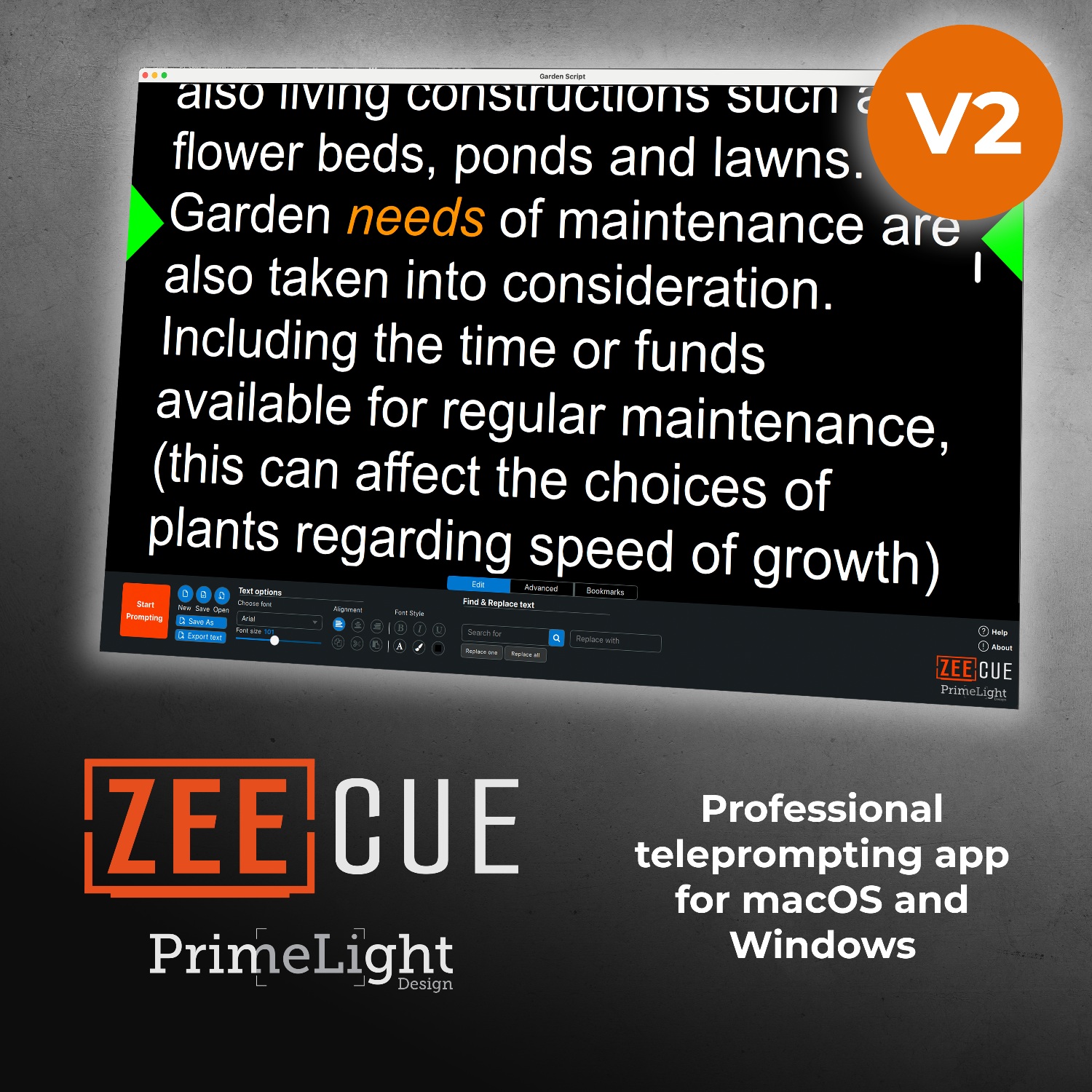 ZeeCue V2 Teleprompter-Anwendung macOS/Win