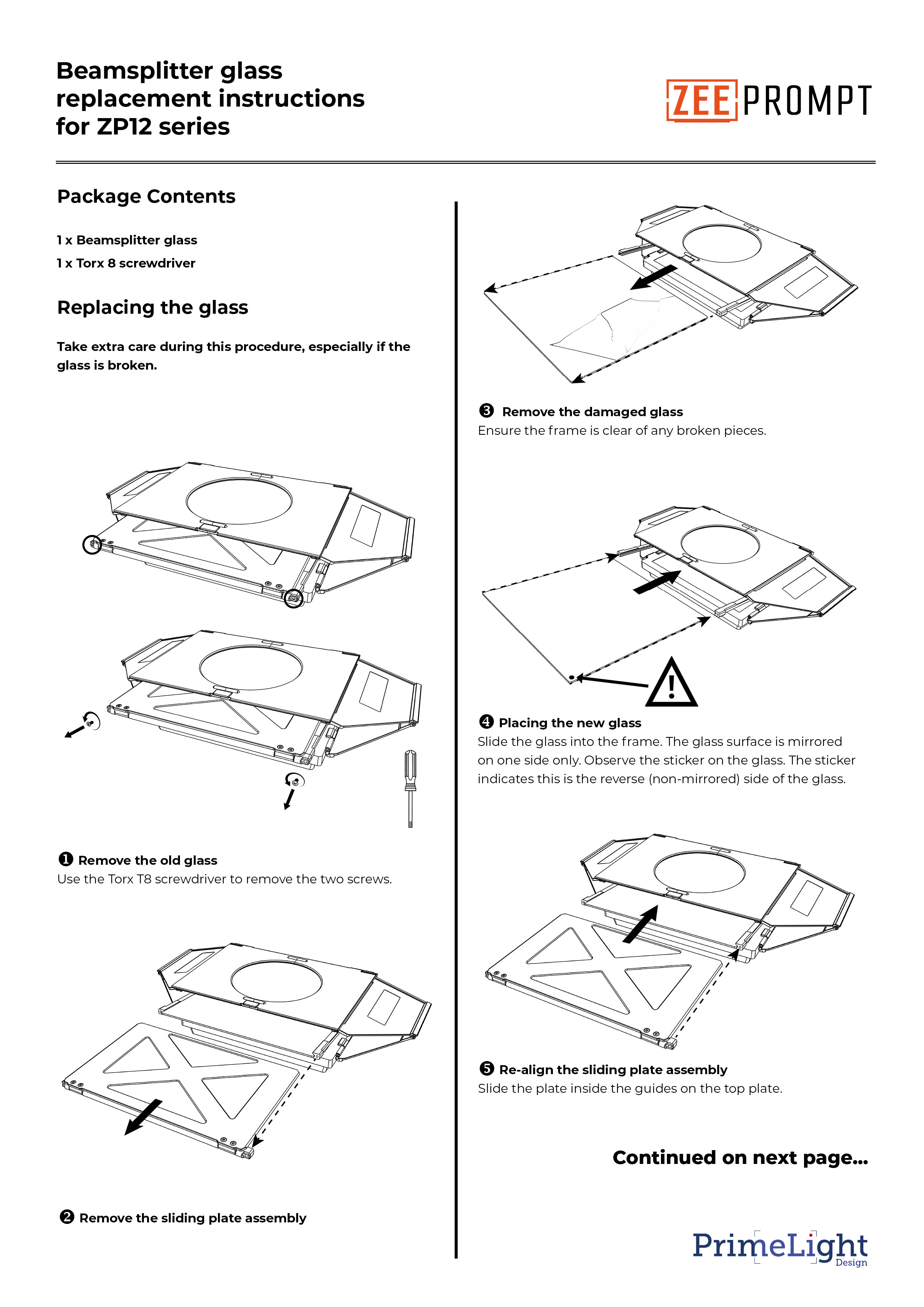 Ersatz-Strahlteilerglas für ZP12 